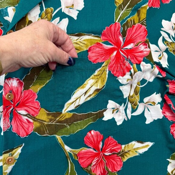 VTG  Paradise Found x LL Bean Button Up Shirt Hawaiian Retro Floral Mens XL - Picture 3 of 11